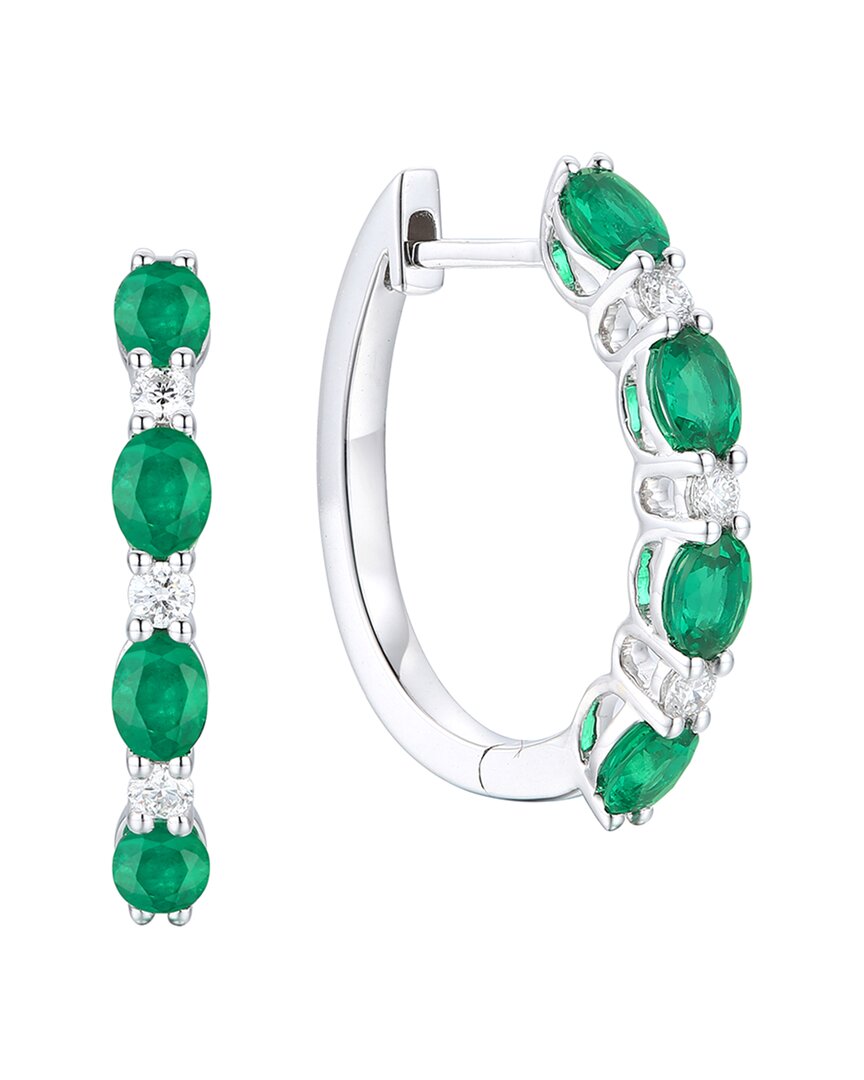 Gregg Ruth 14k 1.44 Ct. Tw. Diamond & Emerald Huggie Earring In No Color