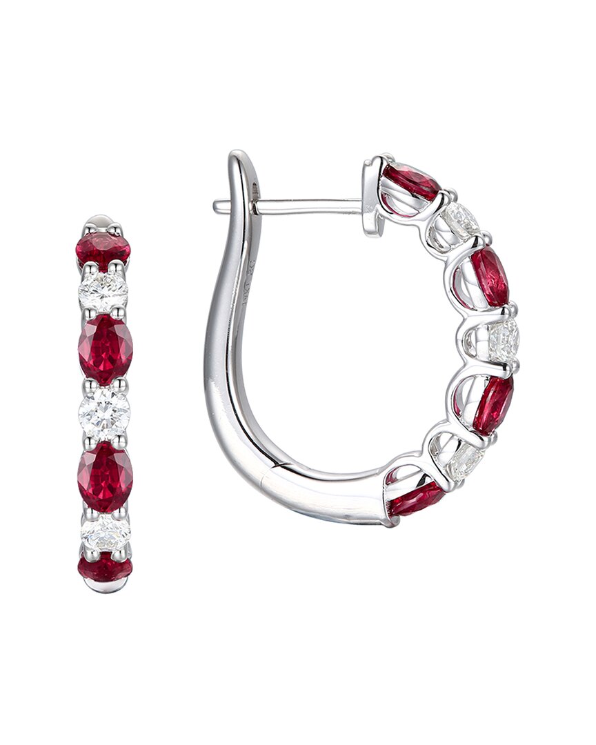 Gregg Ruth 14k 2.26 Ct. Tw. Diamond & Ruby Huggie Earring In No Color