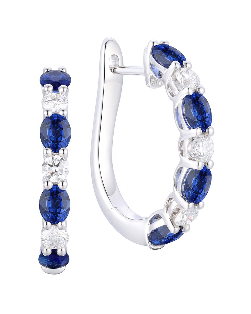 Gregg Ruth 14k 2.44 Ct. Tw. Diamond & Blue Sapphire Huggie Earring In No Color