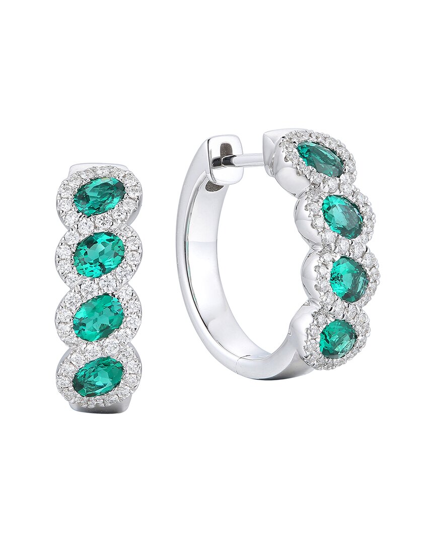 Gregg Ruth 18k 1.55 Ct. Tw. Diamond & Lab-grown Lab Created Emerald Huggie Earring In No Color