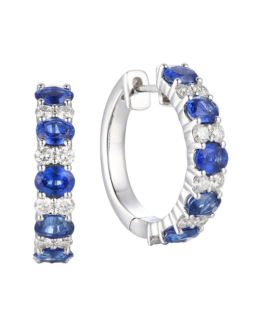 Gregg Ruth 14k 4.57 Ct. Tw. Diamond & Blue Sapphire Huggie Earring In No Color