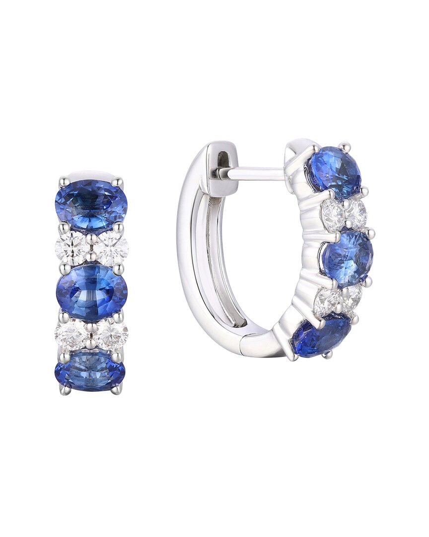 Gregg Ruth 14k 2.24 Ct. Tw. Diamond & Blue Sapphire Huggie Earring In No Color