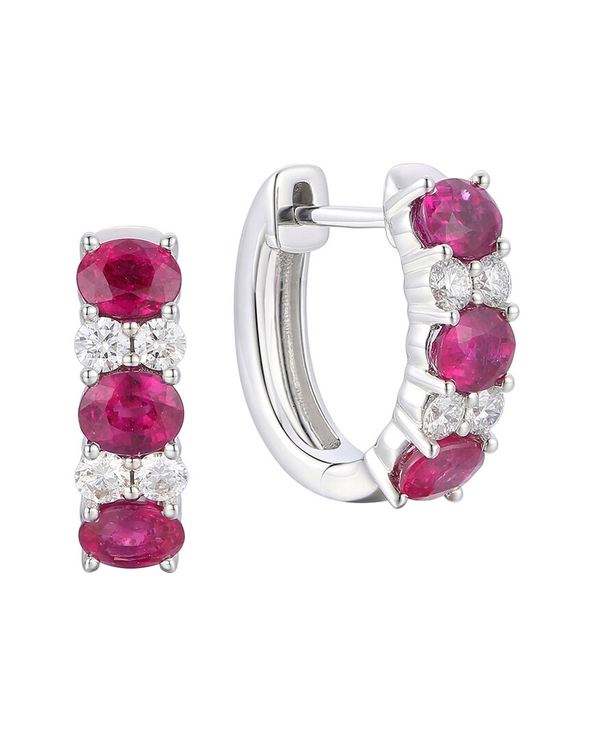 Gregg Ruth 14k 2.43 Ct. Tw. Diamond & Ruby Huggie Earring In No Color