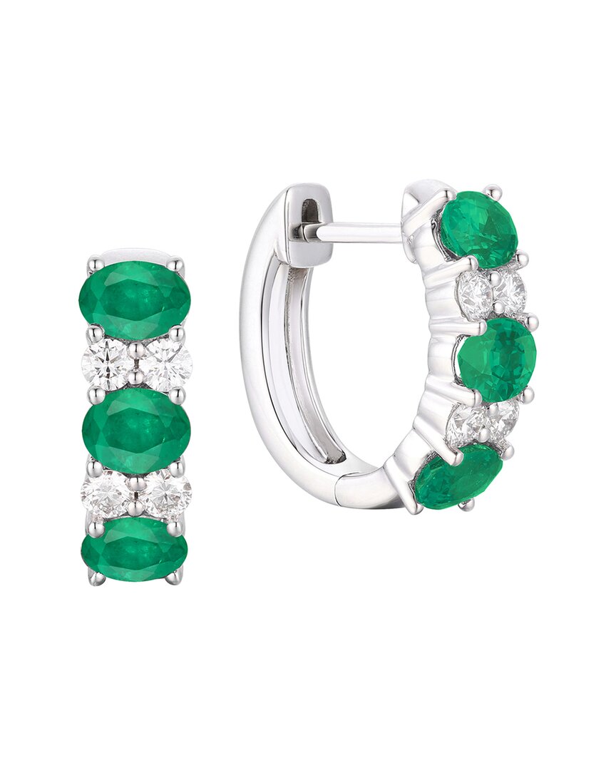 Gregg Ruth 14k 1.68 Ct. Tw. Diamond & Emerald Huggie Earring In No Color