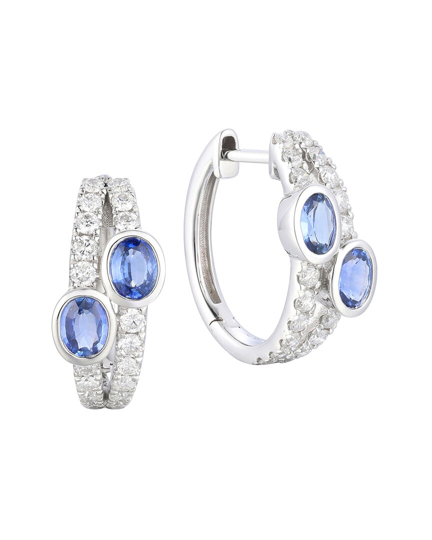 Gregg Ruth 14k 1.66 Ct. Tw. Diamond & Blue Sapphire Huggie Earring In No Color