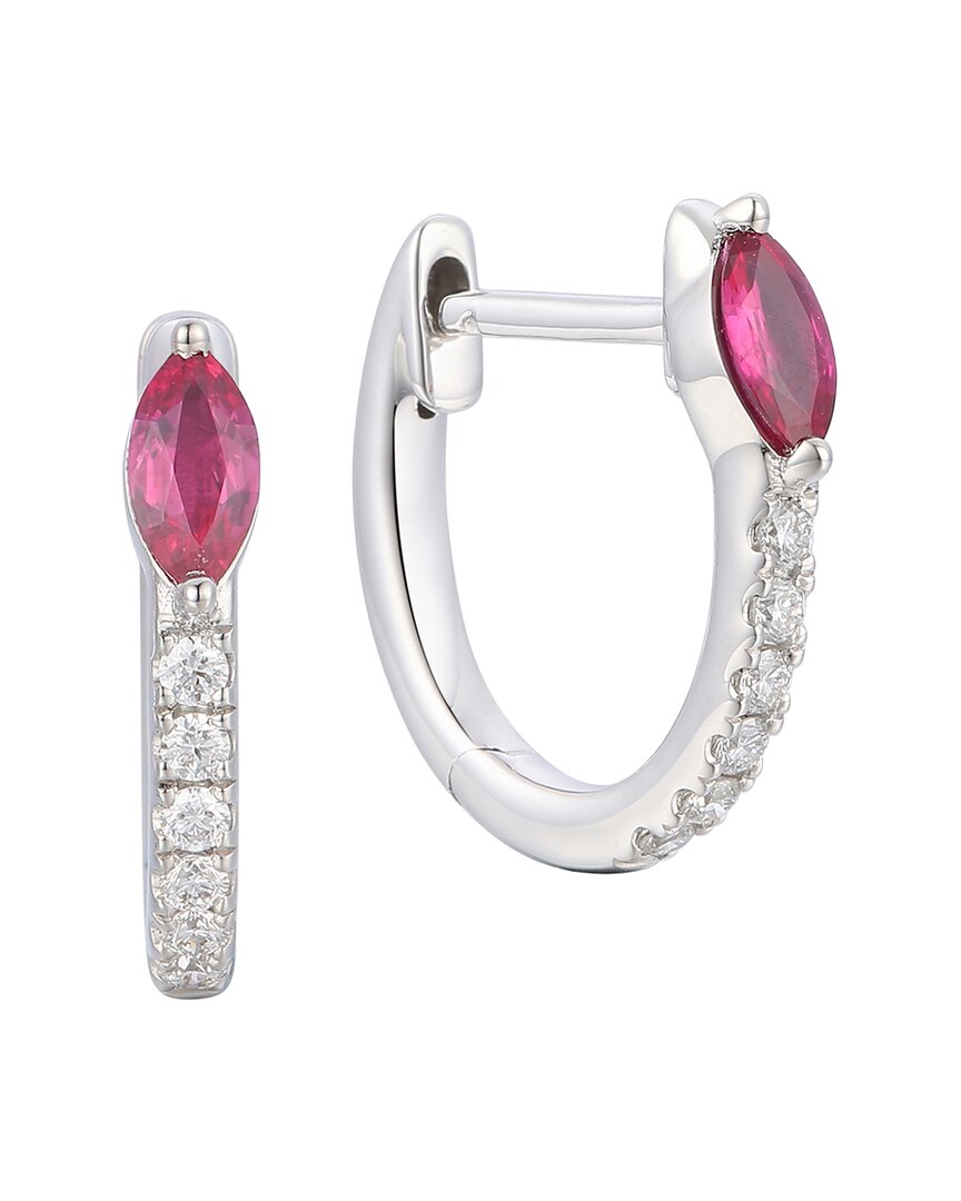 Gregg Ruth 14k 0.40 Ct. Tw. Diamond & Ruby Huggie Earring In No Color