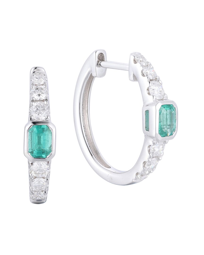 Gregg Ruth 14k 0.83 Ct. Tw. Diamond & Emerald Huggie Earring In No Color