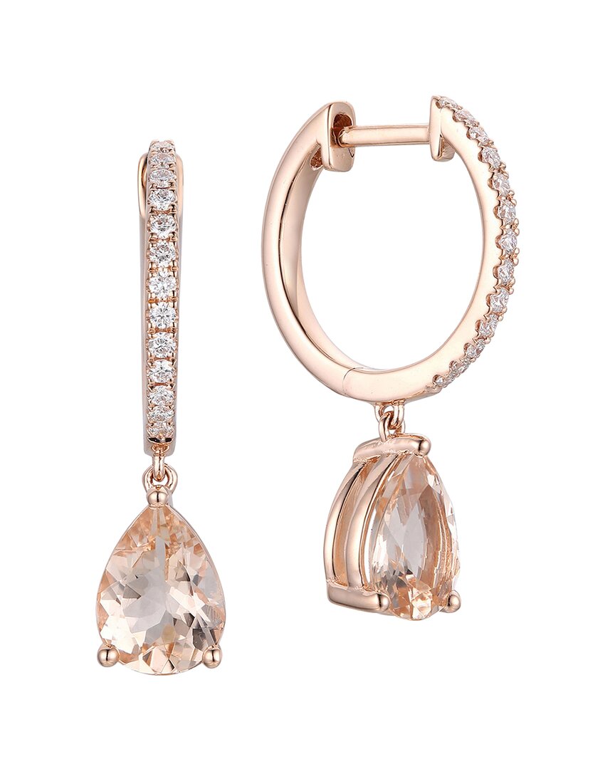 Gregg Ruth 14k 1.76 Ct. Tw. Diamond & Morganite Huggie Earring In No Color