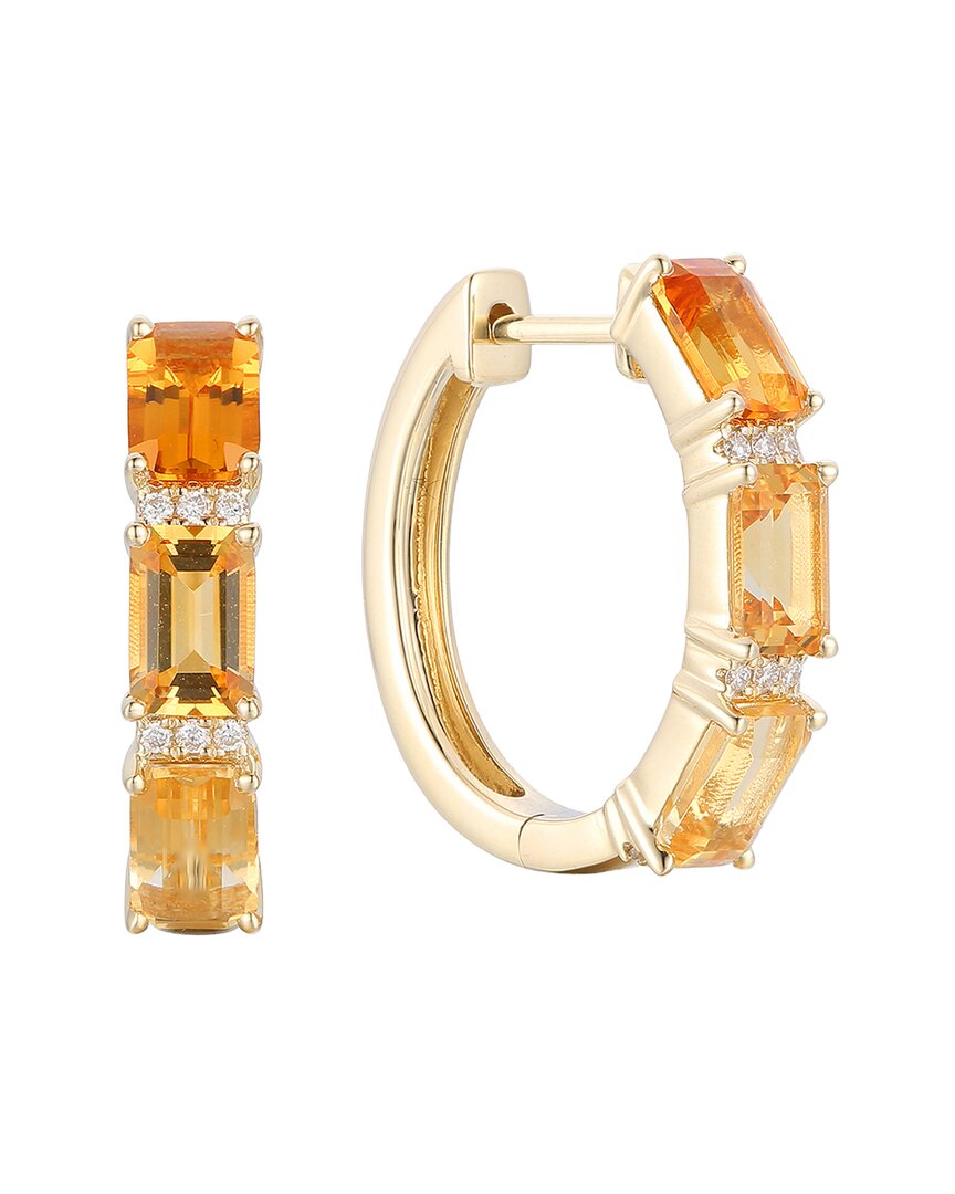 Gregg Ruth 14k 3.09 Ct. Tw. Diamond & Citrine Huggie Earring In No Color