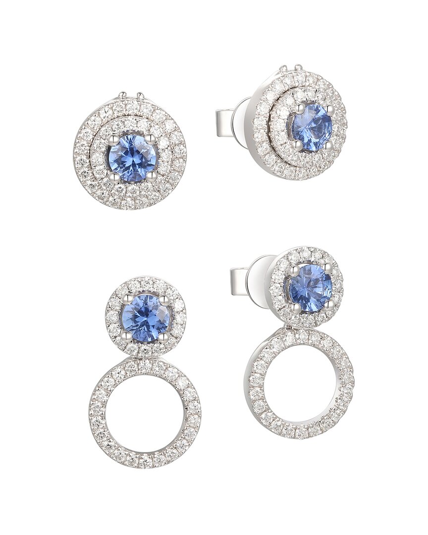Gregg Ruth 14k 0.85 Ct. Tw. Diamond & Blue Sapp Two Way Earring In No Color