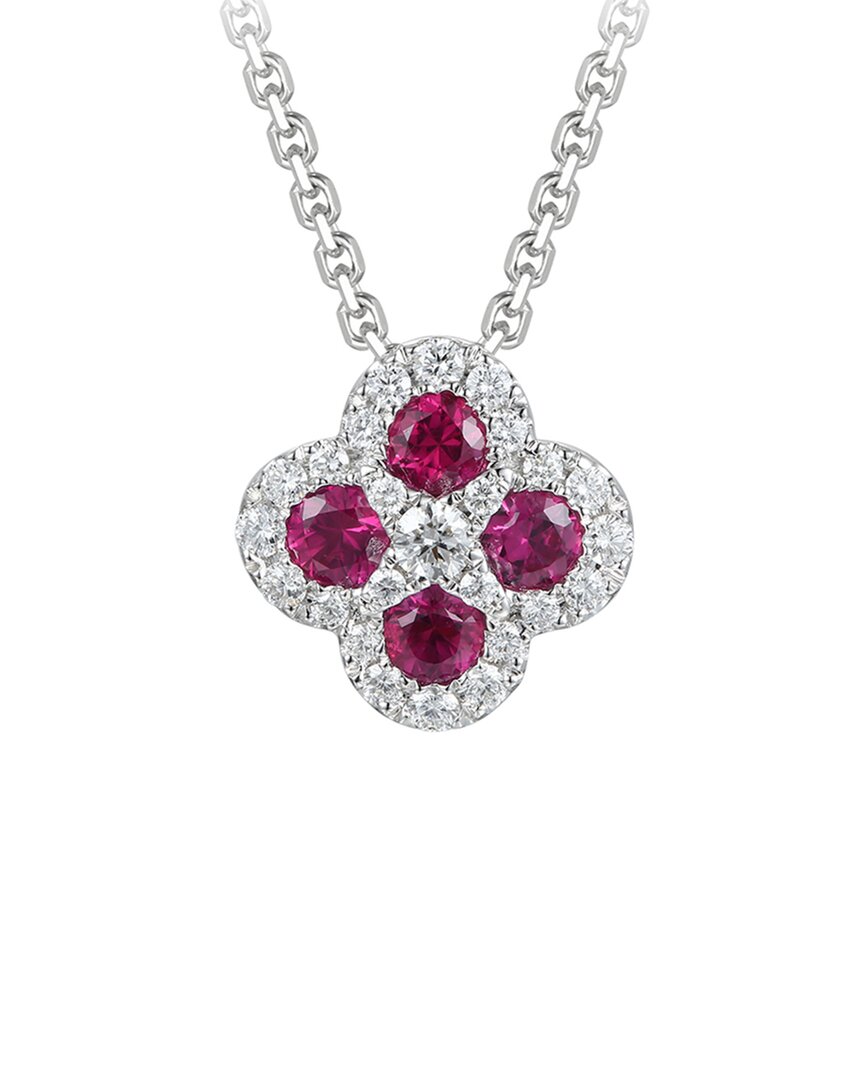 Gregg Ruth 14k 1.42 Ct. Tw. Diamond & Ruby Clover X Effect Pendant In No Color