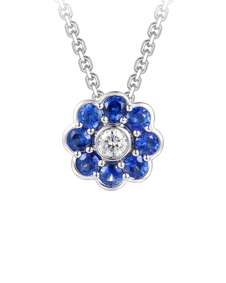 Gregg Ruth 14k 0.91 Ct. Tw. Diamond & Blue Sapphire Flower Pendant In No Color