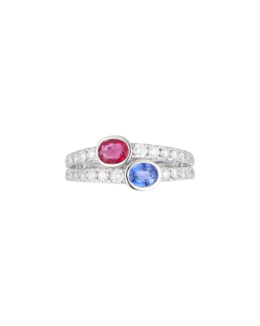 Gregg Ruth 14k 1.48 Ct. Tw. Diamond & Blue Sapphire And Ruby Ring In No Color
