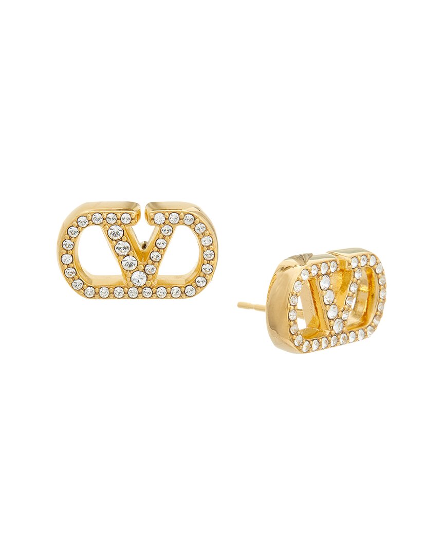 Valentino Gold Vlogo Signature Swarovski Earrings