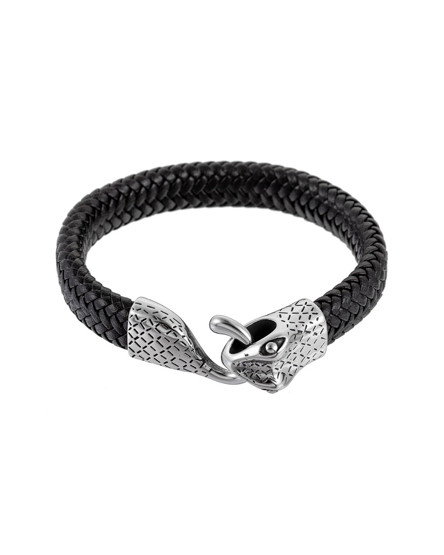 Eye Candy La Luxe Collection Jerry Snake Head Leather & Stainless Steel Bracelet