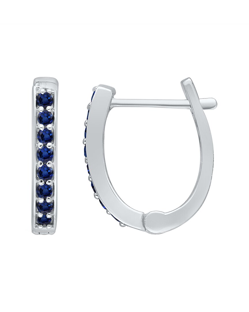 Kallati 14k 0.30 Ct. Tw. Diamond & Sapphire Huggie Earrings