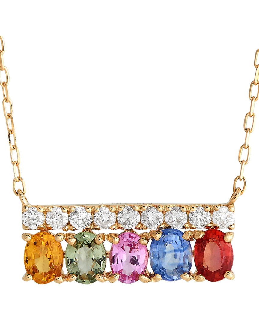 Shop Gemstones 18k 1.27 Ct. Tw. Diamond & Sapphire Necklace