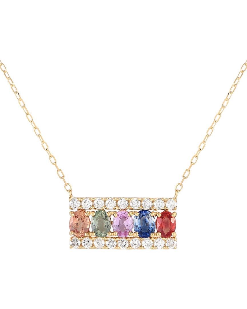 Gemstones 18k 1.47 Ct. Tw. Diamond & Sapphire Necklace