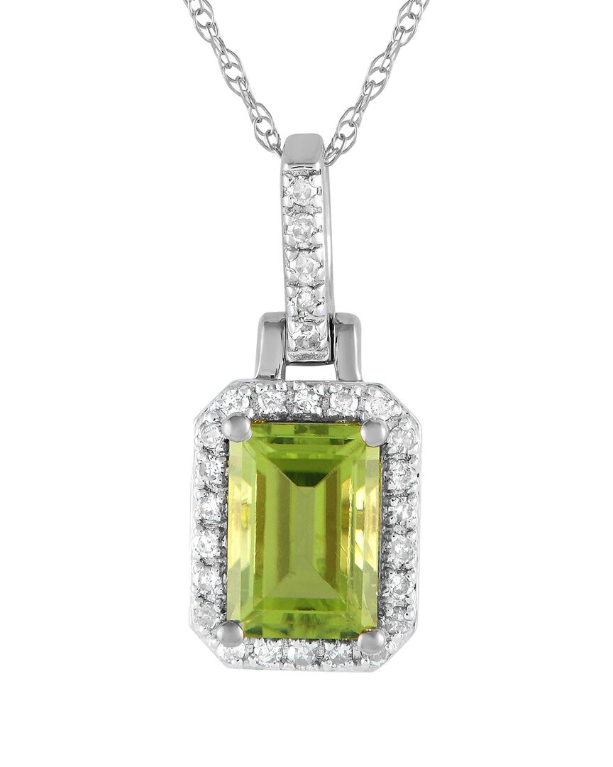 Gemstones 14k 0.12 Ct. Tw. Diamond & Peridot Necklace