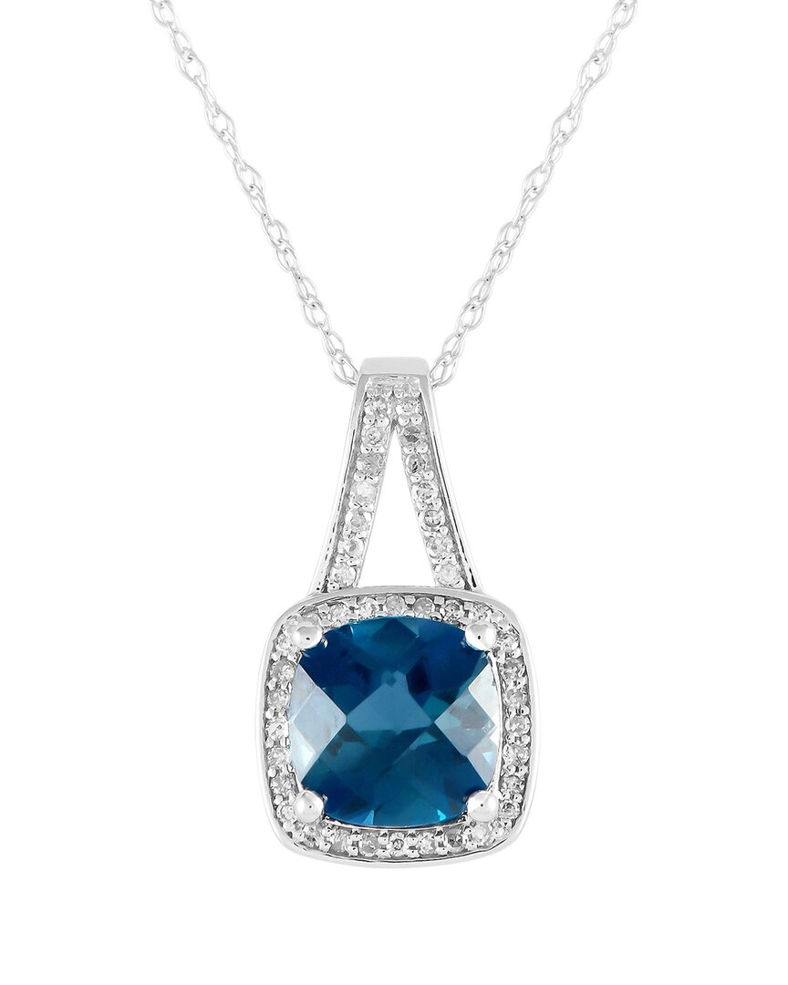Gemstones 14k 0.12 Ct. Tw. Diamond & Topaz Necklace In Metallic