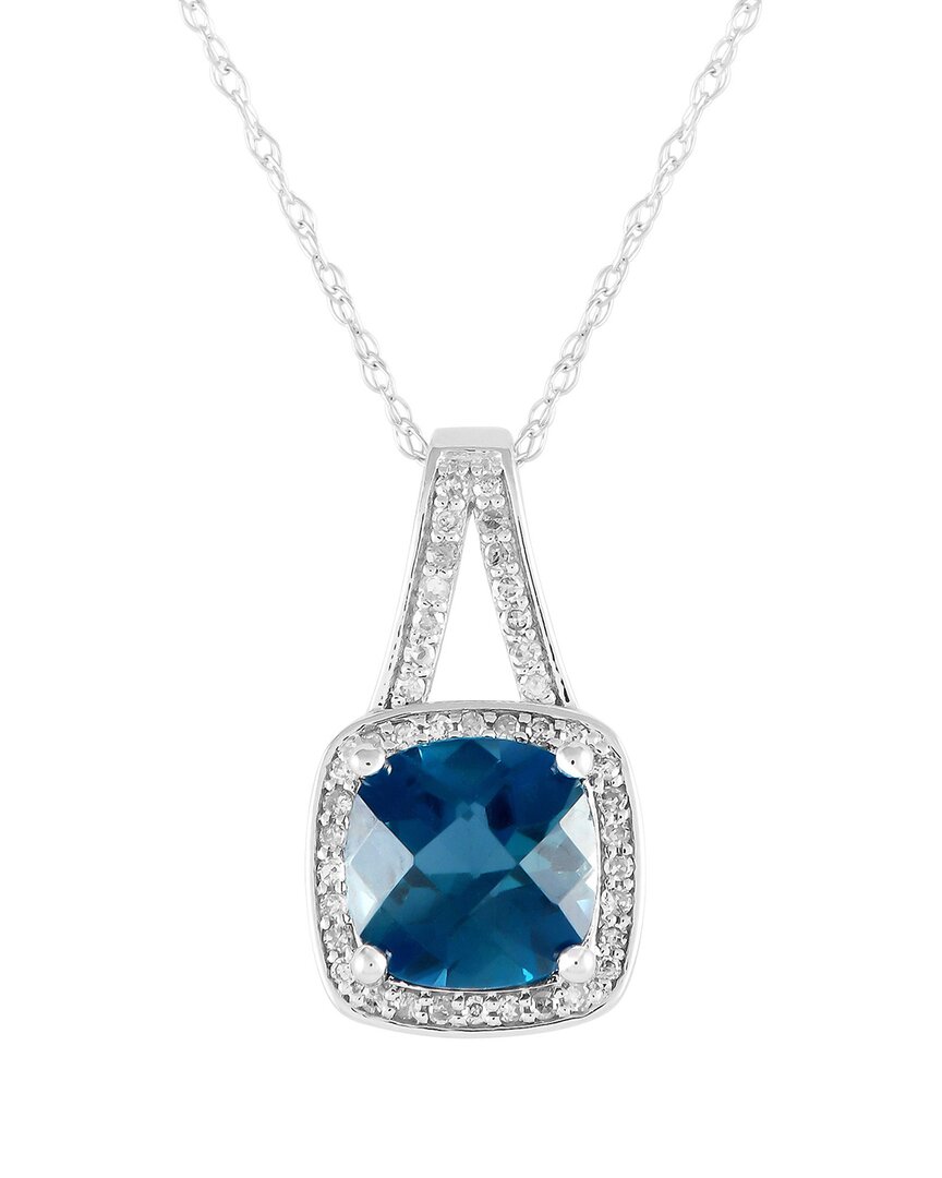 Gemstones 14k 0.12 Ct. Tw. Diamond & Topaz Necklace