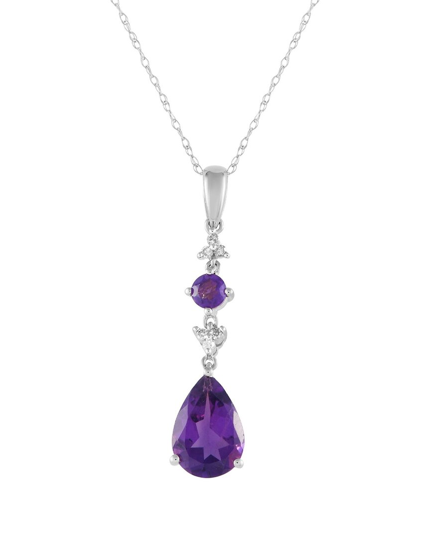 Gemstones 14k 0.05 Ct. Tw. Diamond & Amethyst Pendant Necklace