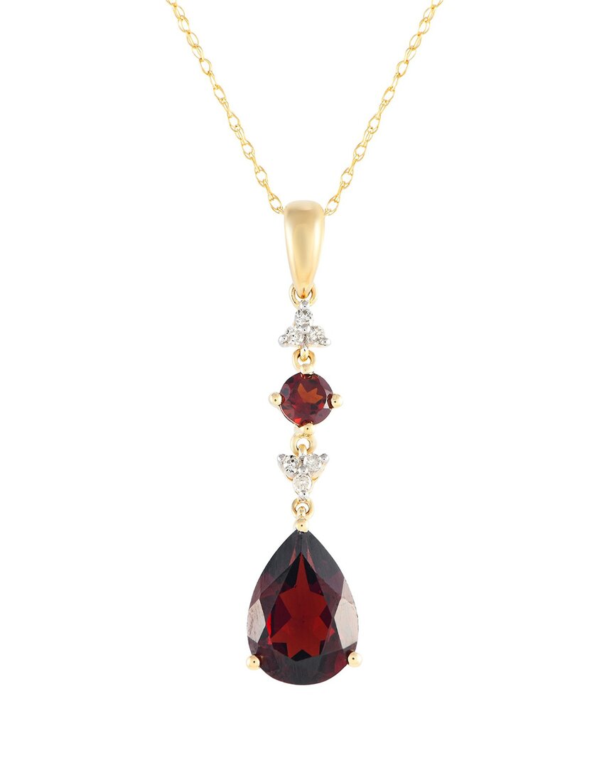 Gemstones 14k 0.05 Ct. Tw. Diamond & Garnet Pendant Necklace