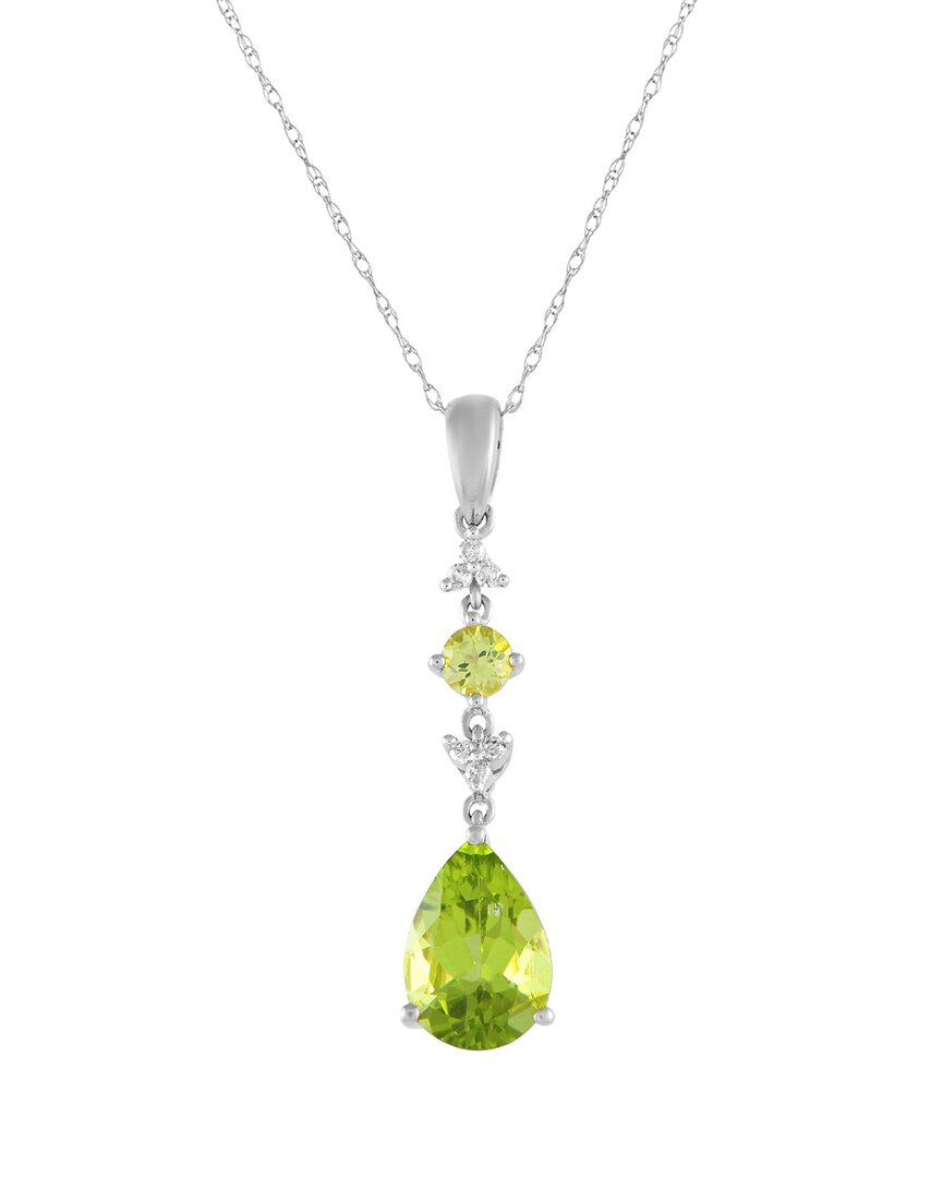 Gemstones 14k 0.05 Ct. Tw. Diamond & Peridot Pendant Necklace