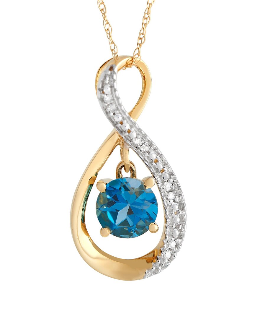 Gemstones 14k 0.03 Ct. Tw. Diamond & Topaz Pendant Necklace In Gold