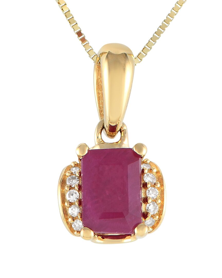 Gemstones 14k 0.03 Ct. Tw. Diamond & Ruby Pendant Necklace In Neutral