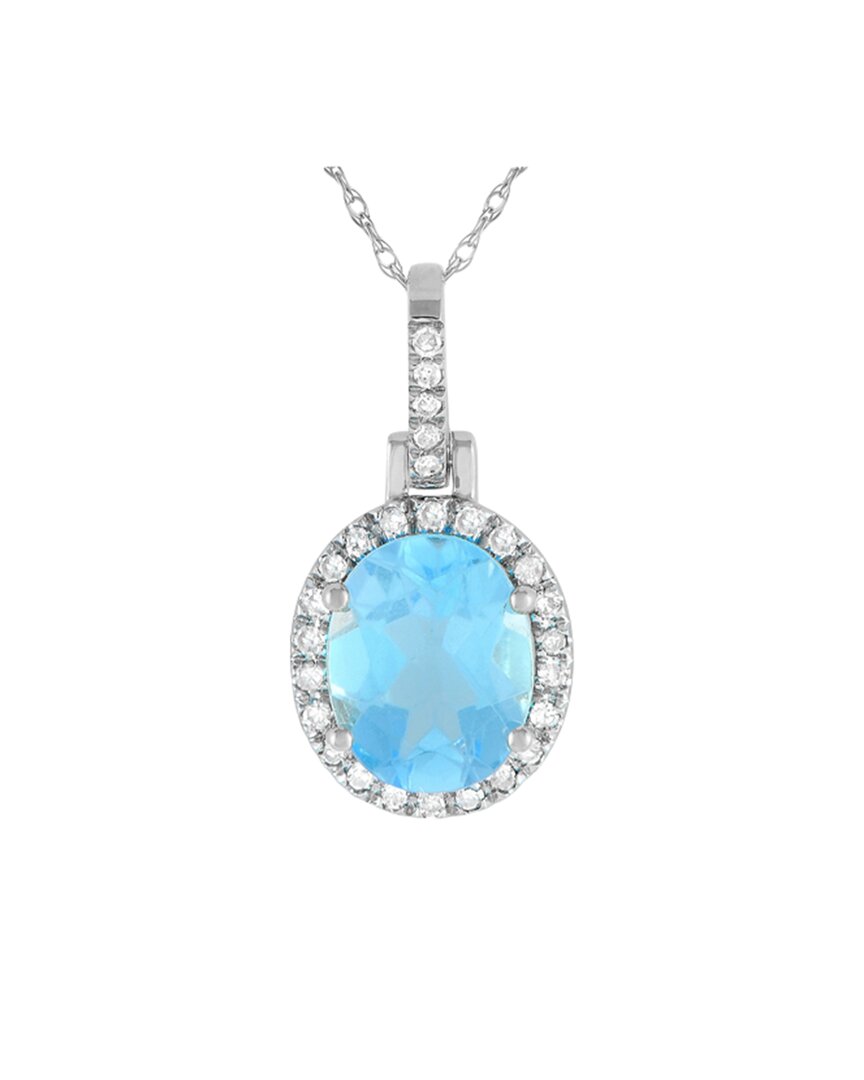 Gemstones 14k 0.13 Ct. Tw. Diamond & Topaz Pendant Necklace In Metallic