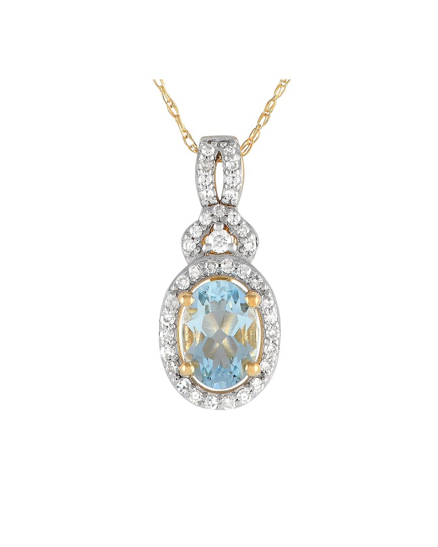 Gemstones 14k 0.15 Ct. Tw. Diamond & Aquamarine Necklace