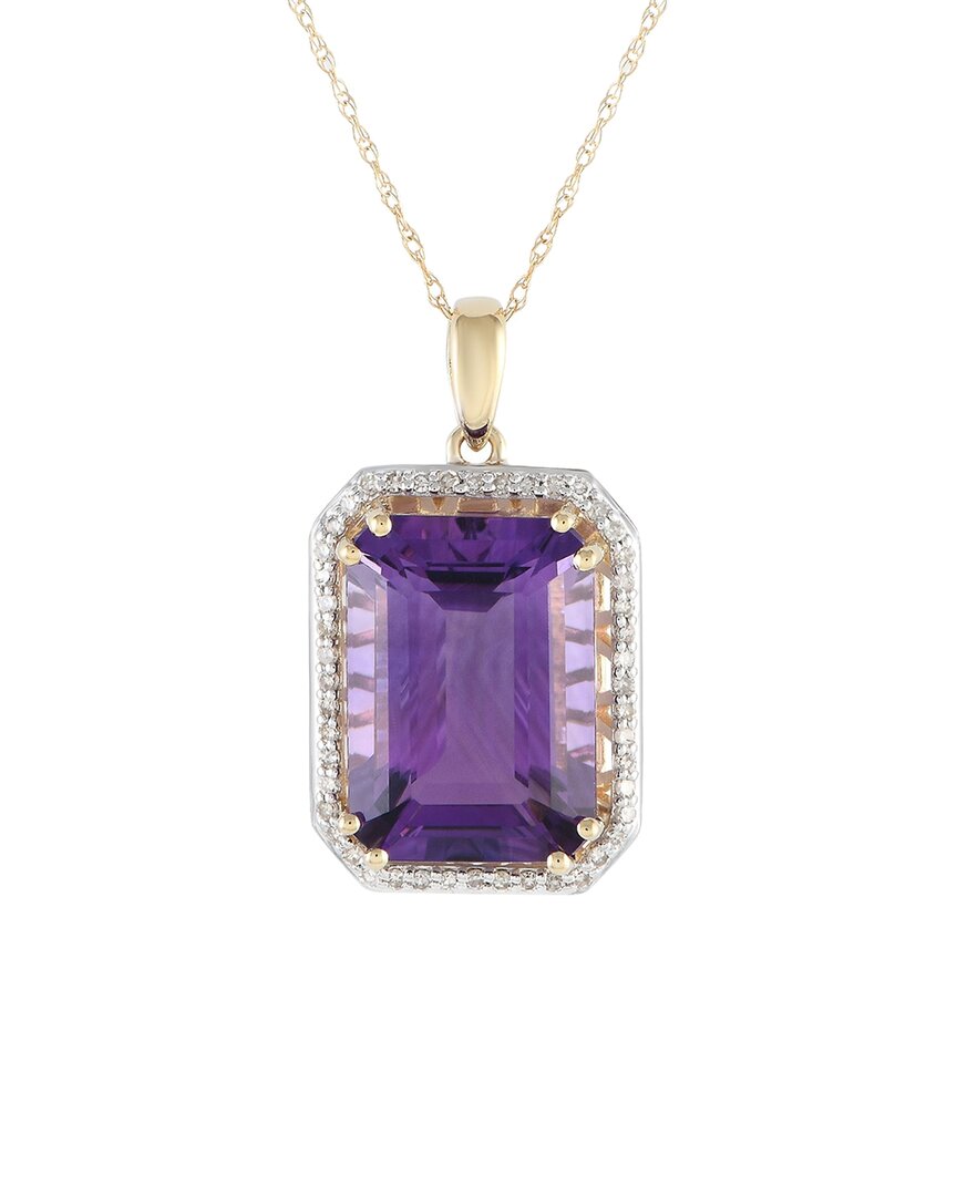 Gemstones 14k 0.20 Ct. Tw. Diamond & Amethyst Pendant Necklace In Purple