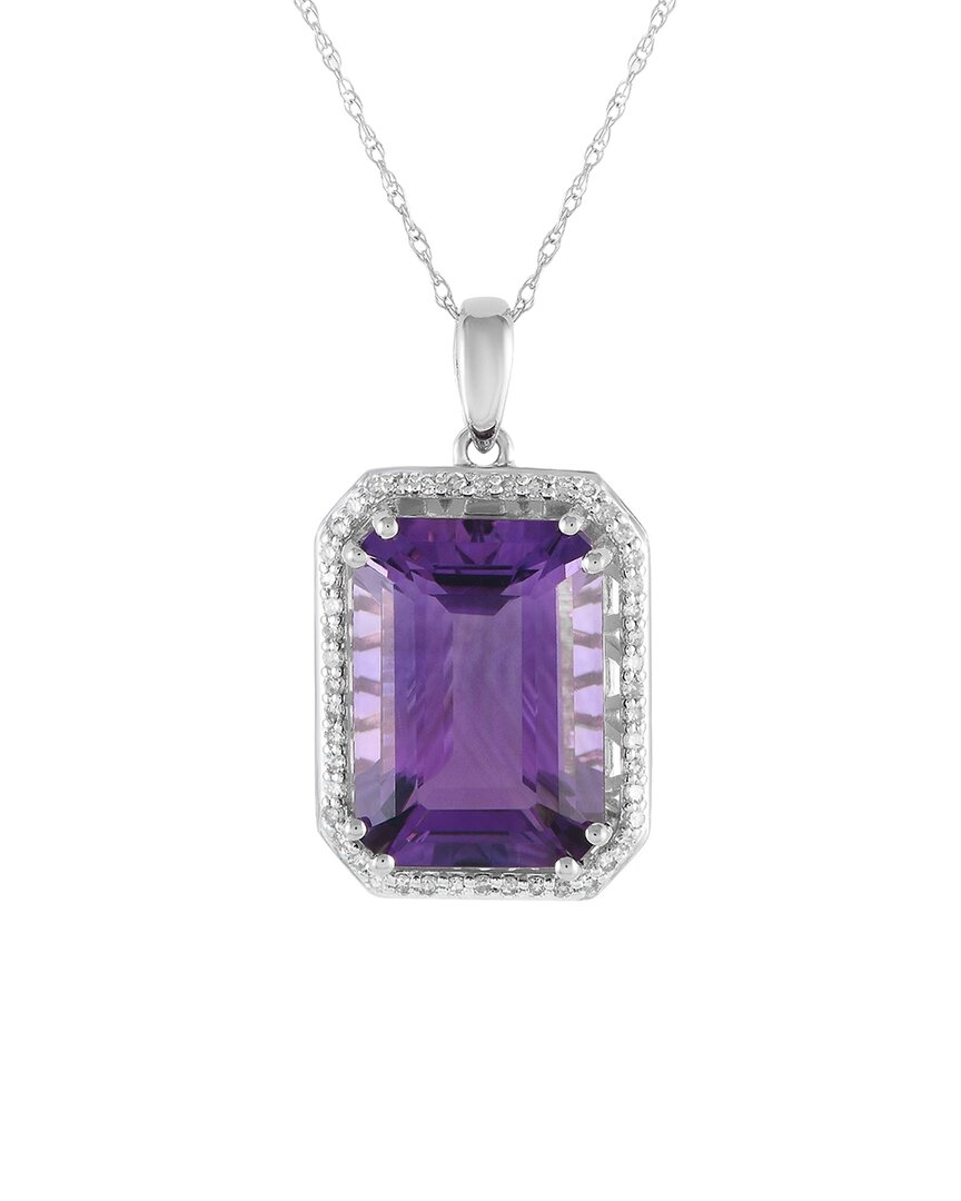 Gemstones 14k 0.20 Ct. Tw. Diamond & Amethyst Pendant Necklace In Purple