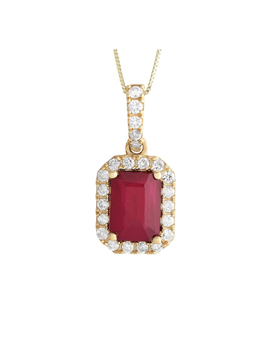 Gemstones 14k 1.48 Ct. Tw. Diamond & Ruby Pendant Necklace In Red