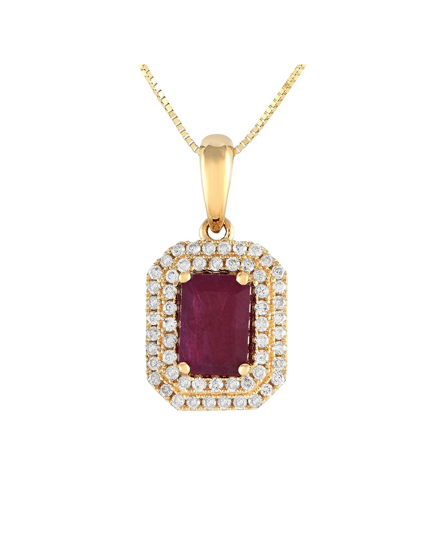 Gemstones 14k 0.24 Ct. Tw. Diamond & Ruby Pendant Necklace In Red