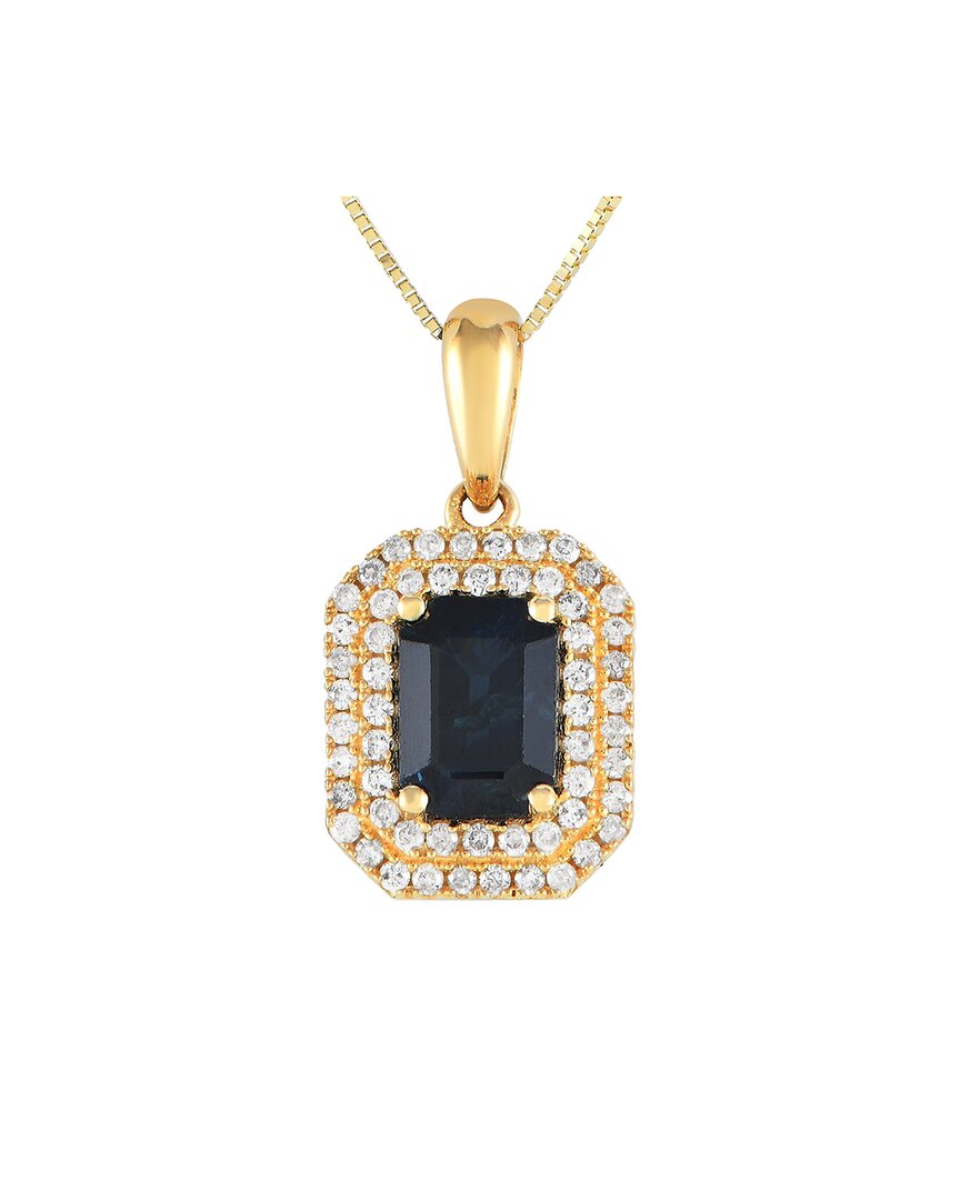 Gemstones 14k 0.24 Ct. Tw. Diamond & Sapphire Pendant Necklace In Gold