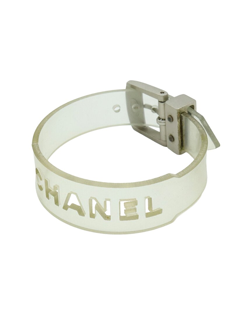 Chanel Rubber Bracelet Logo Silver (authentic Pre-loved)