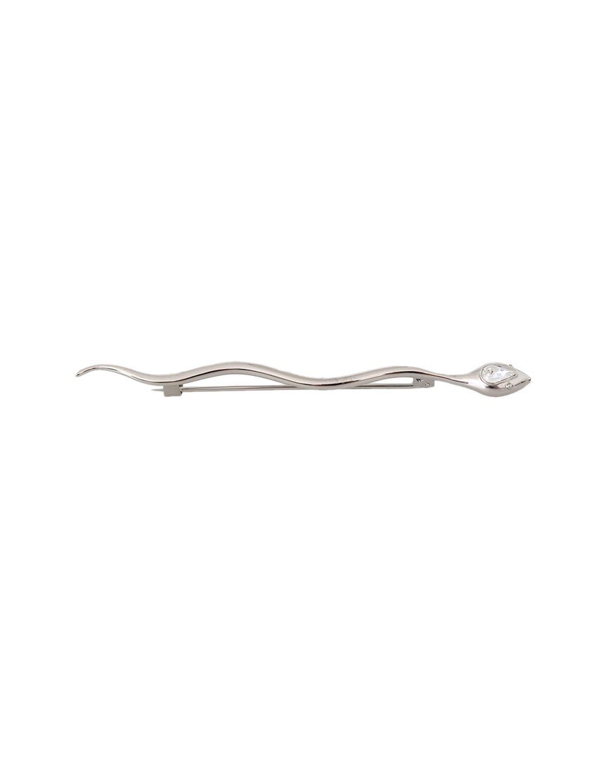 Dolce & Gabbana Silver Brass Crystal Spilla Serpente Mens Brooch Pin