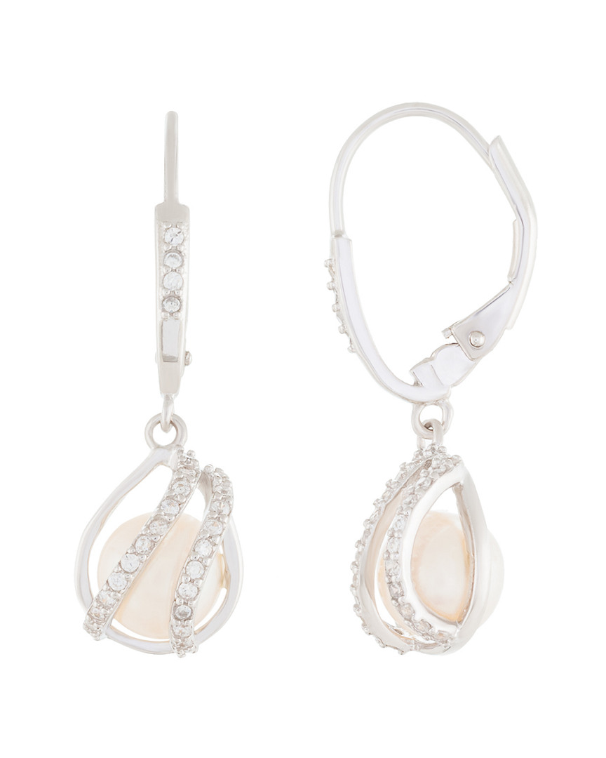 Splendid Pearls Silver 7-7.5mm Cultured Freshwater Pearl Earrings