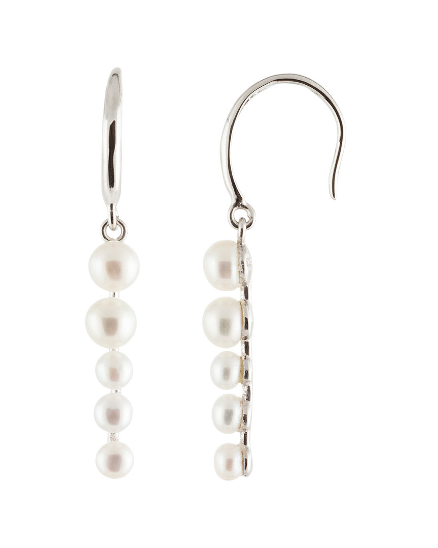 Splendid Pearls Silver 3-5mm Cultured Freshwater Pearl Graduated Drop Earrings
