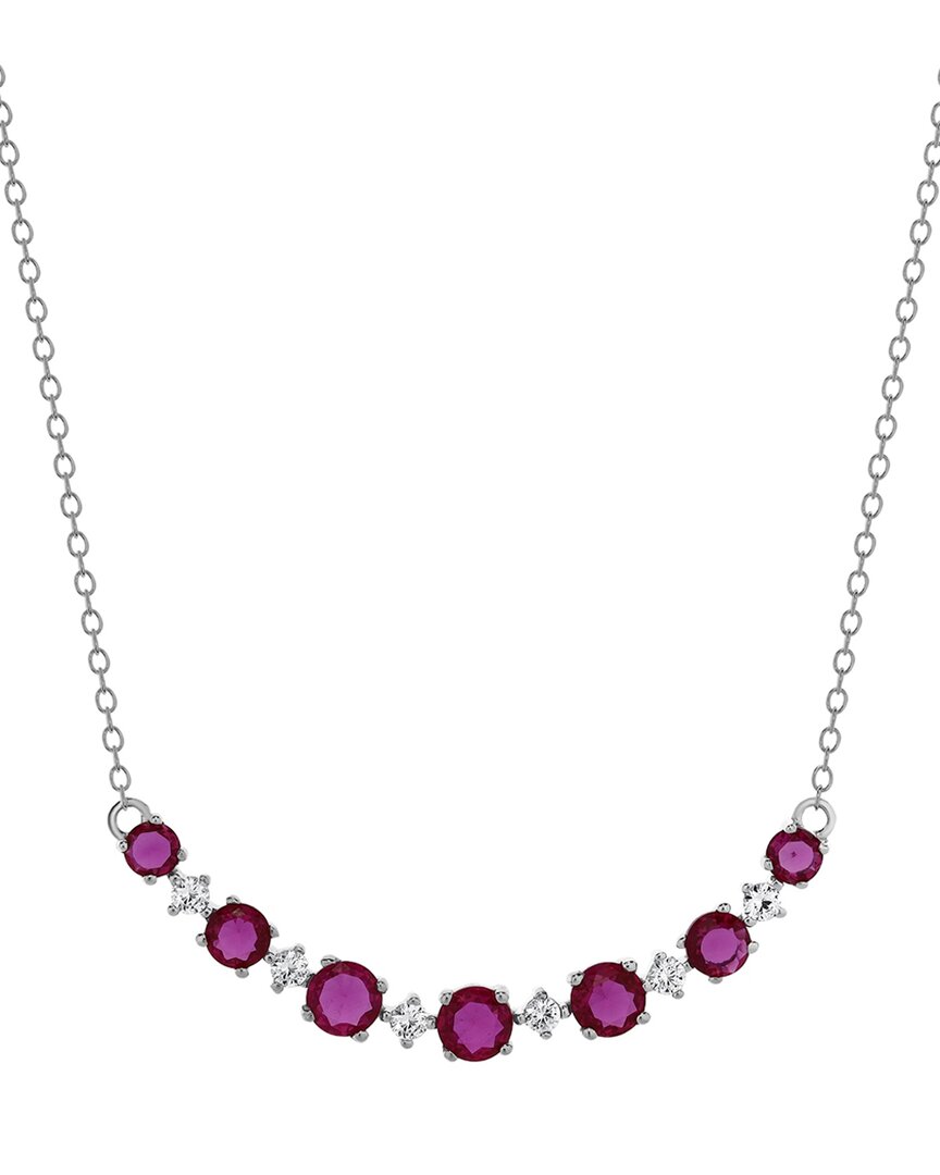Lab Grown Gemstones Silver Lab-grown Diamond & Gemstone Necklace