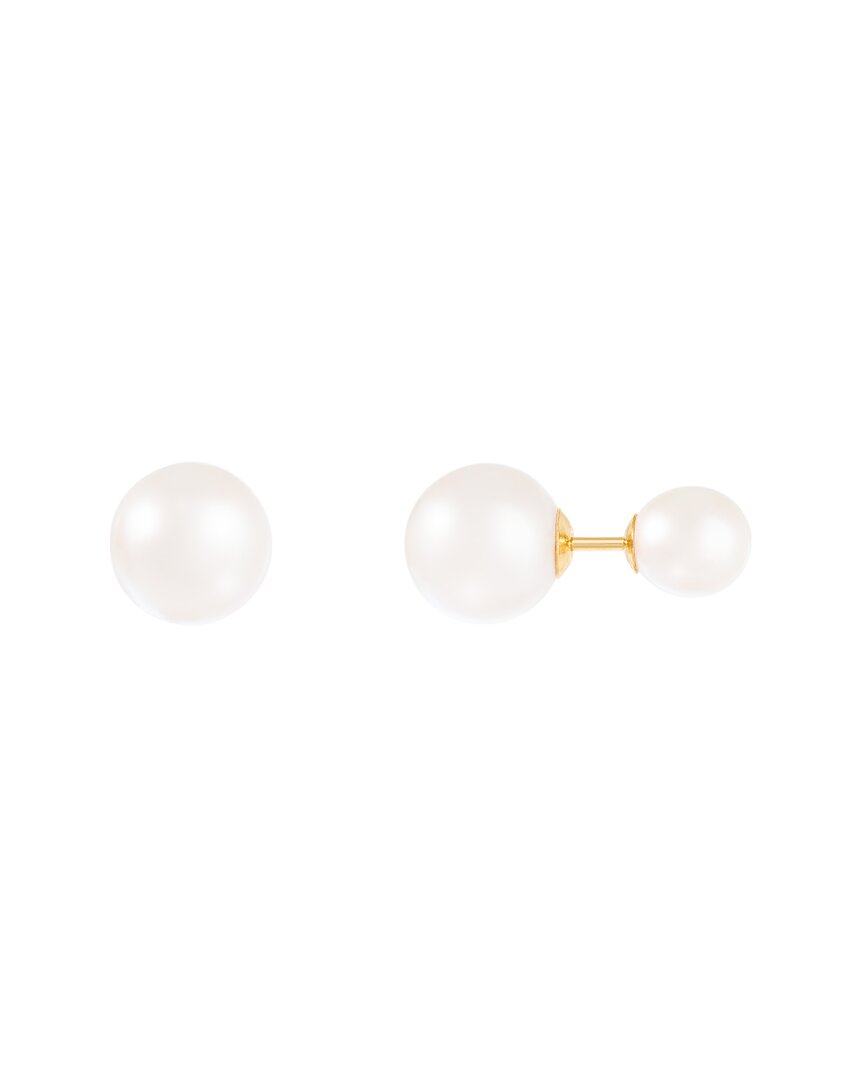 Splendid Pearls 14k 7-8mm & 10-11mmmm Pearl Earrings In Metallic