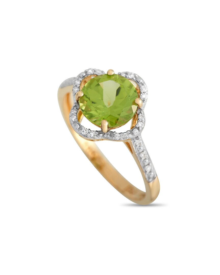 Gemstones 14k 0.10 Ct. Tw. Diamond & Peridot Quatrefoil Ring
