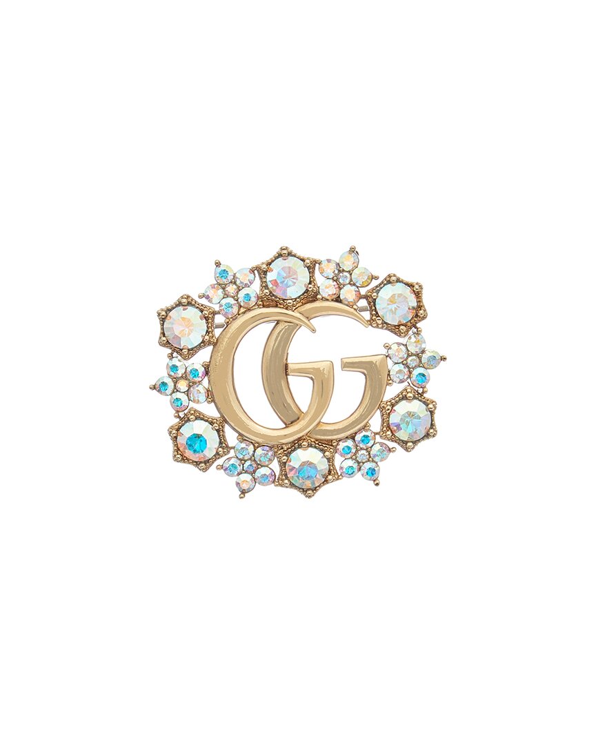 GUCCI GUCCI DOUBLE G CRYSTAL FLOWER BROOCH