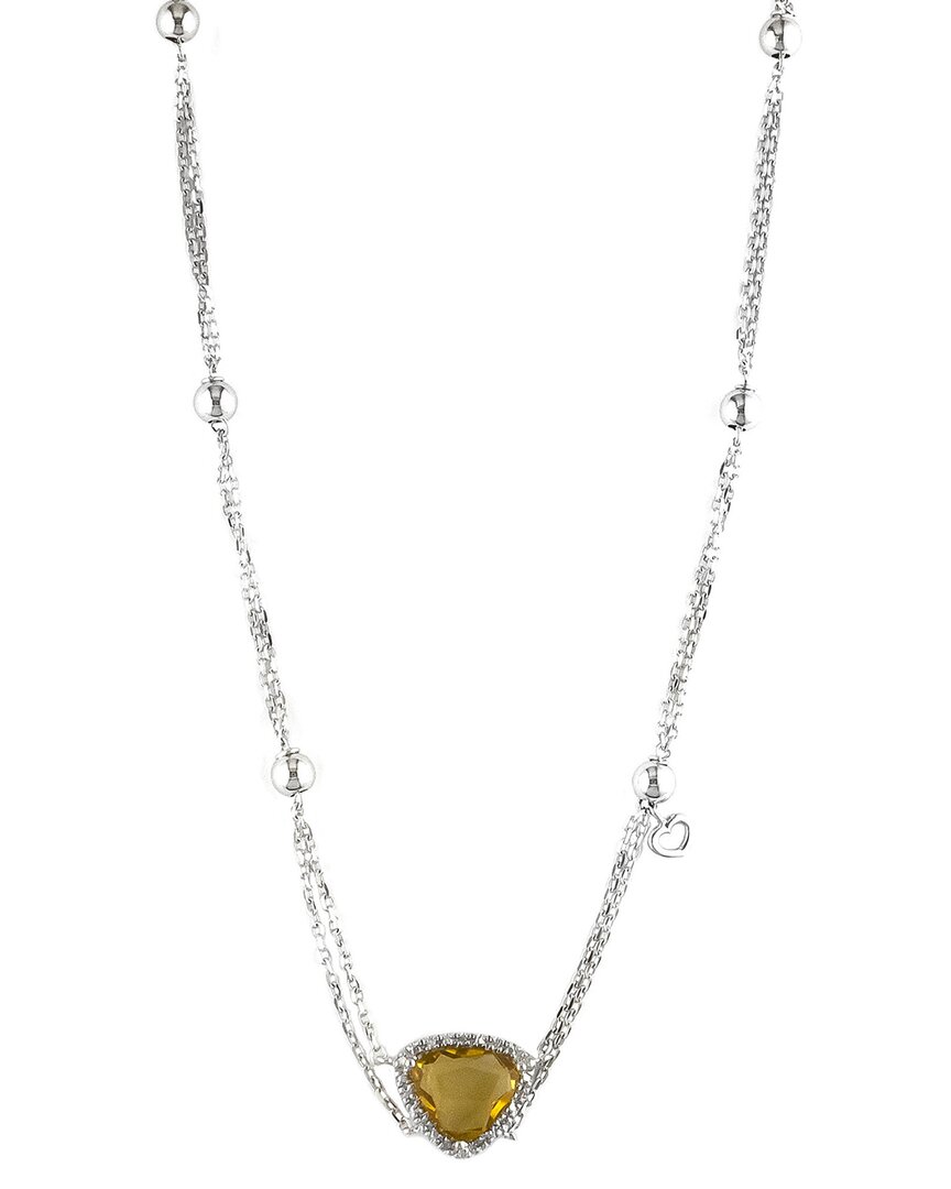 Gemstones Silver 1.57 Ct. Tw. Diamond & Citrine Necklace