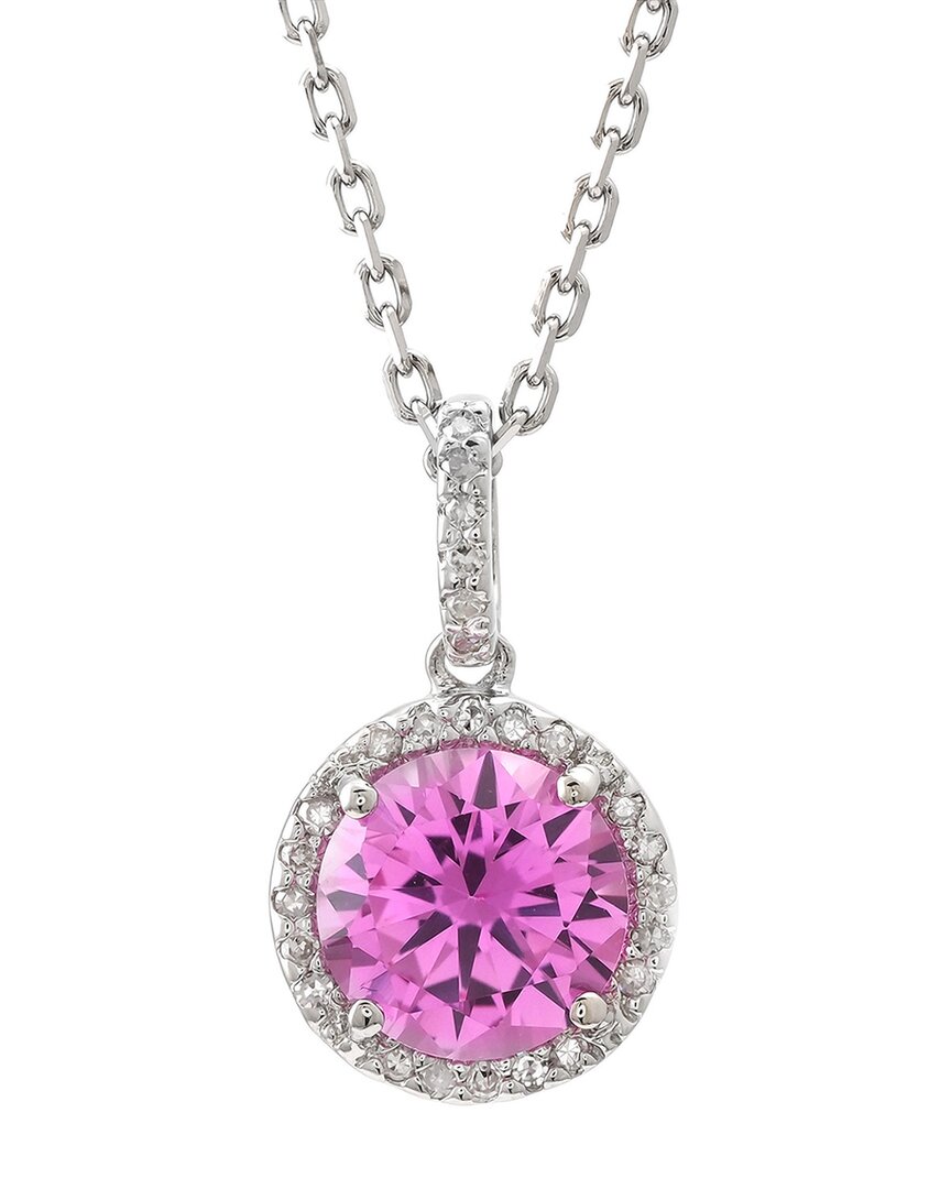 Gemstones Silver 1.81 Ct. Tw. Diamond & Pink Corundum Necklace