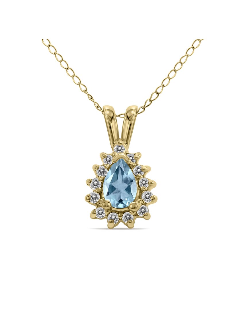 Gemstones 14k 0.15 Ct. Tw. Diamond & Aquamarine Necklace