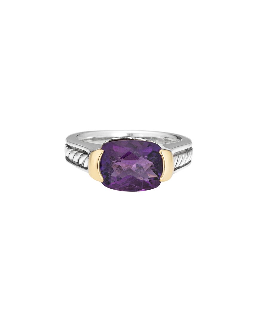 Shop David Yurman Cable Collection 18k & Silver Amethyst Ring (authentic )