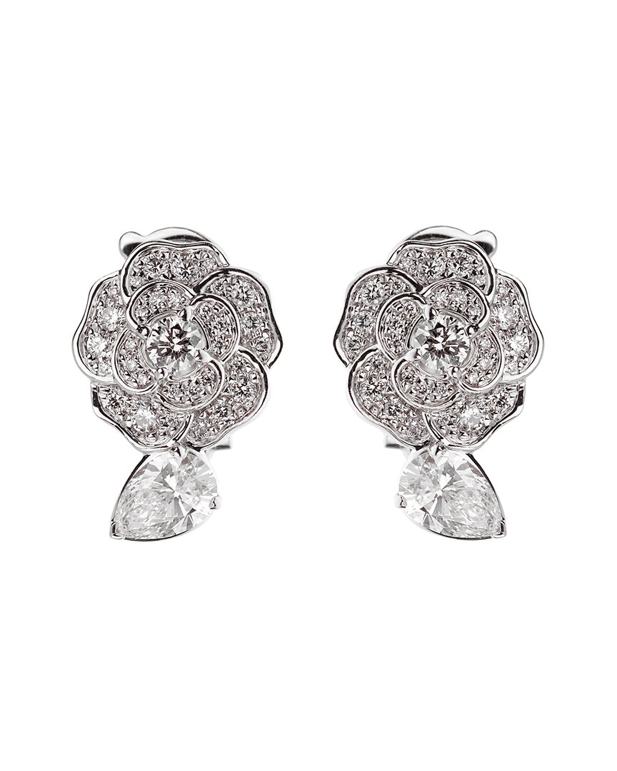 Chanel 18k Diamond Earrings (authentic Pre-loved) In Silver